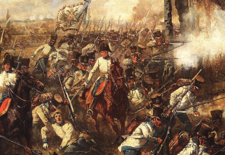 The charge of the 19th Hungarian infantry regiment in the Battle of Leipzig